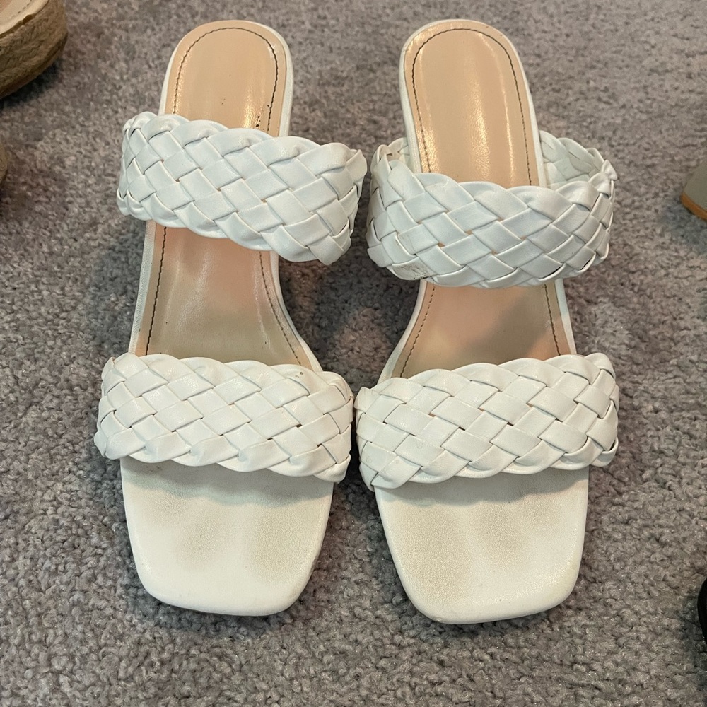 shein white braided heels